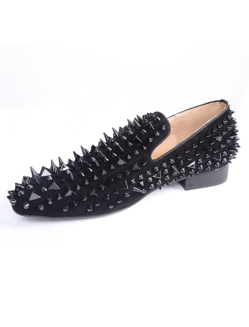 Herre Black Spike Loafers Prom Party Bryllup Sko Ball Bryllupssko Med Riverts - Svart