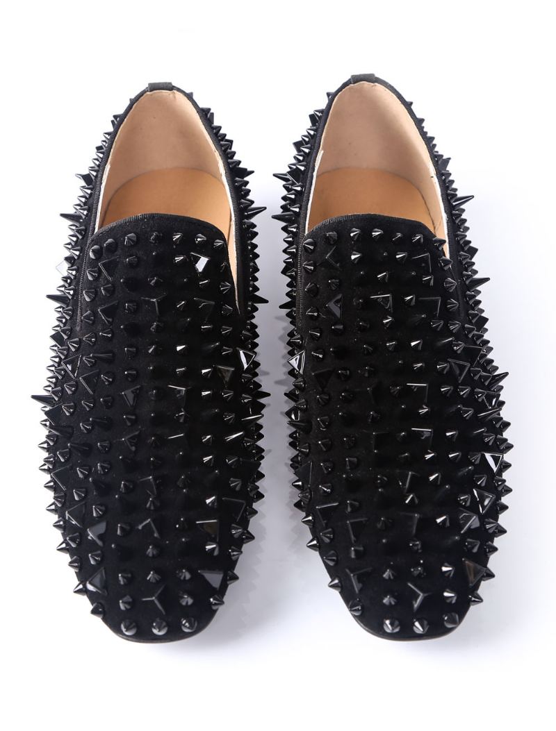 Herre Black Spike Loafers Prom Party Bryllup Sko Ball Bryllupssko Med Riverts - Svart