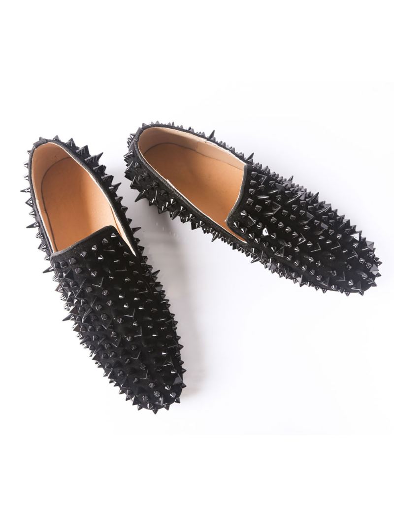 Herre Black Spike Loafers Prom Party Bryllup Sko Ball Bryllupssko Med Riverts - Svart