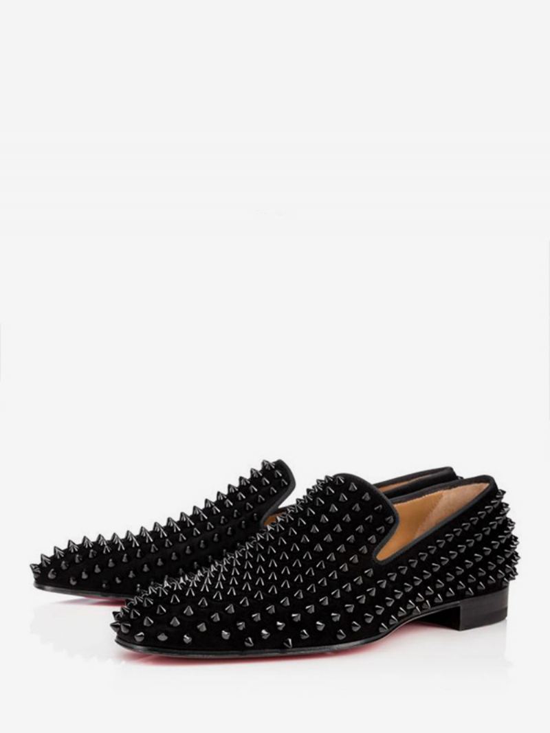 Herre Loafer For Menn Mote Semsket Skinn Komplementert Spikes Nagler Firkantet Tå Slip-on Flat Prom Party Bryllupssko