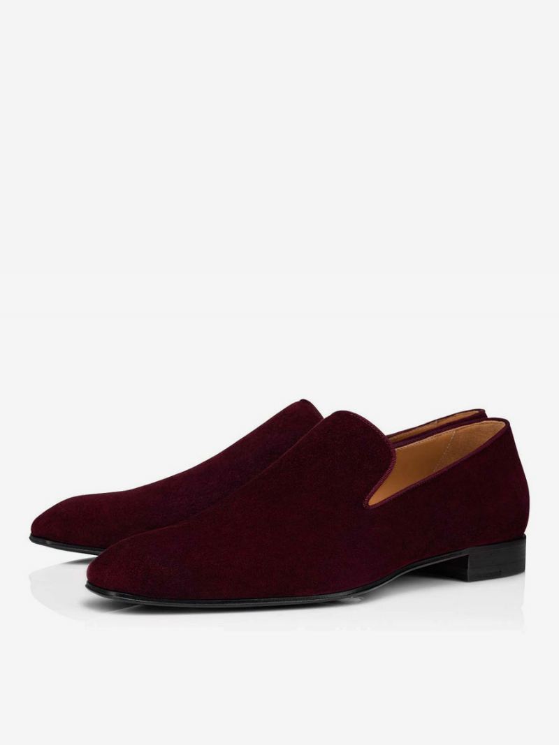 Herre Loafer I Imitert Semsket Skinn Prom Bryllupssko Slip-on Square Toe - Burgunder