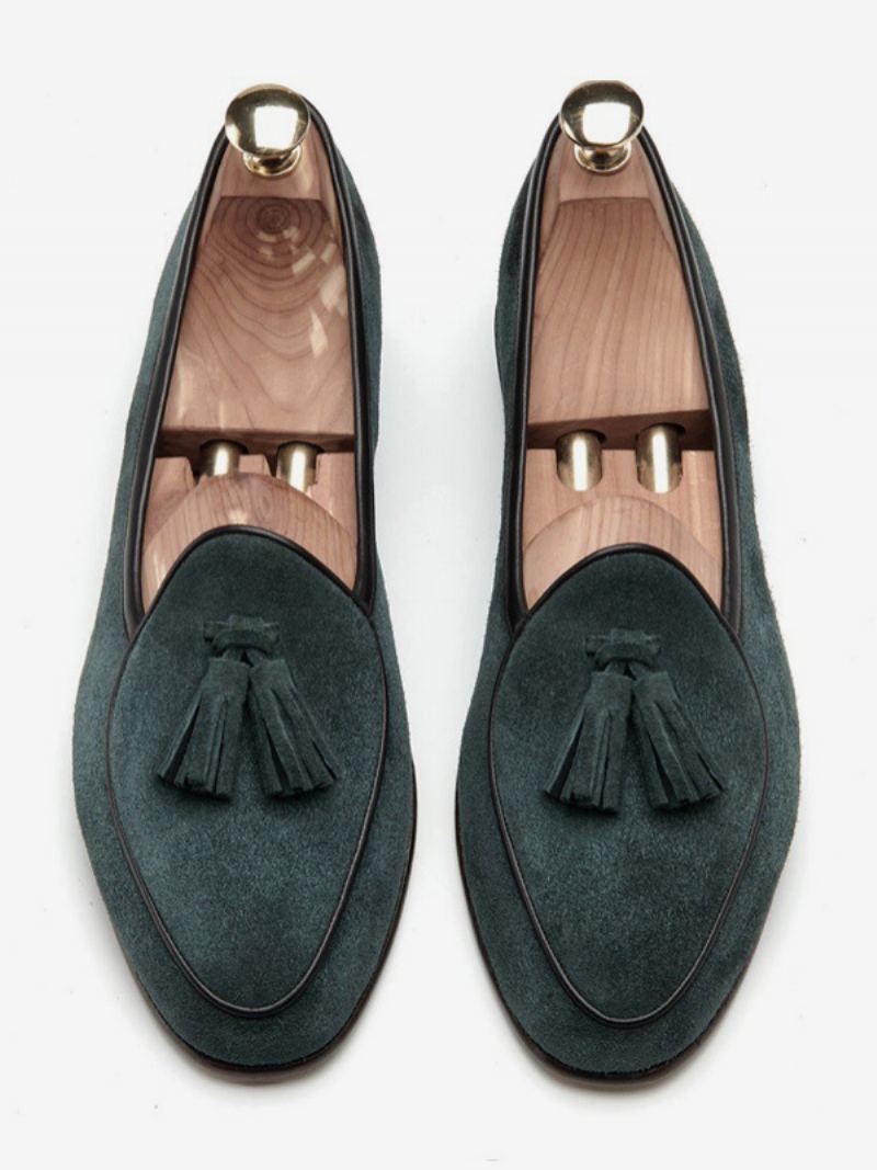 Herre Loafer Kuskinn Slip-on Dusk Prom Bryllupssko - Mørkegrønn