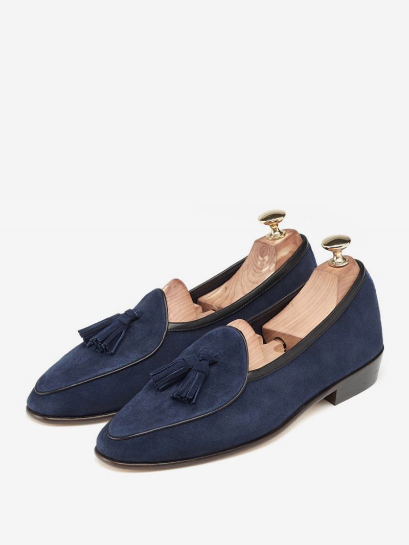 Herre Loafer Kuskinn Slip-on Dusk Prom Bryllupssko - Dyp Blå