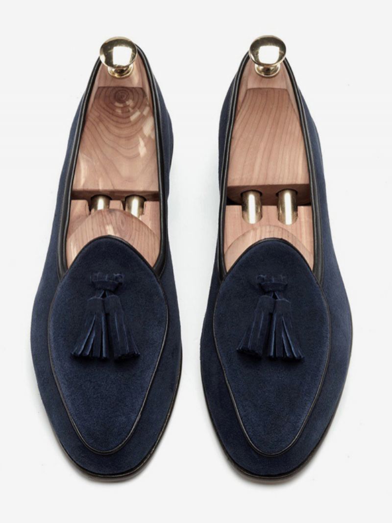 Herre Loafer Kuskinn Slip-on Dusk Prom Bryllupssko - Dyp Blå