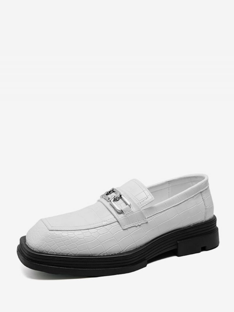 Herre Loafer Sko Pu Skinn Metalldetaljer Slip-on - Hvit