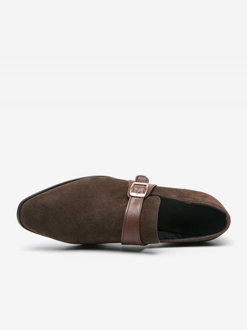 Herre Loafer Sko Pu Skinn Monk Strap Slip-on - Kaffe Brun