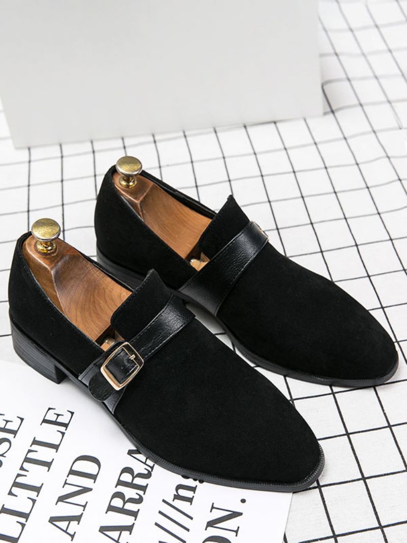 Herre Loafer Sko Pu Skinn Monk Strap Slip-on - Sort