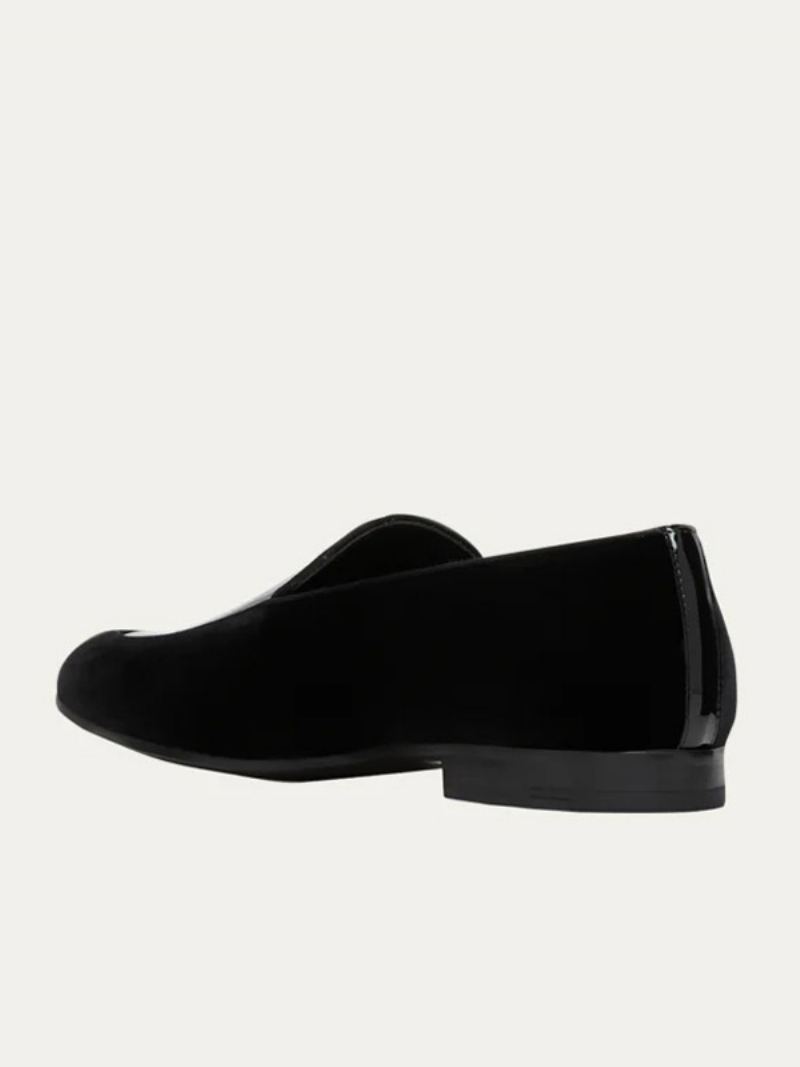 Herre Loafer Sko Rund Toe Slip On Prom Party Bryllup Brudgom - Svart