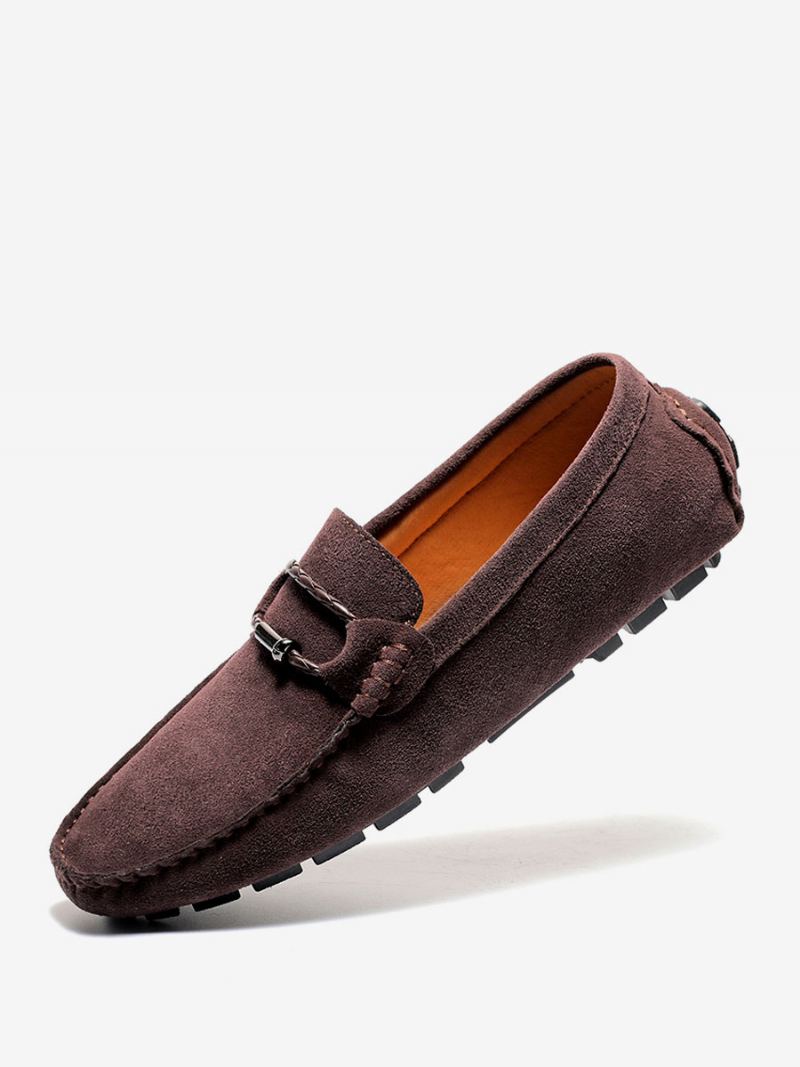 Herre Loafer Sko Slip-on Metalldetaljer Rund Tå - Kaffebrun