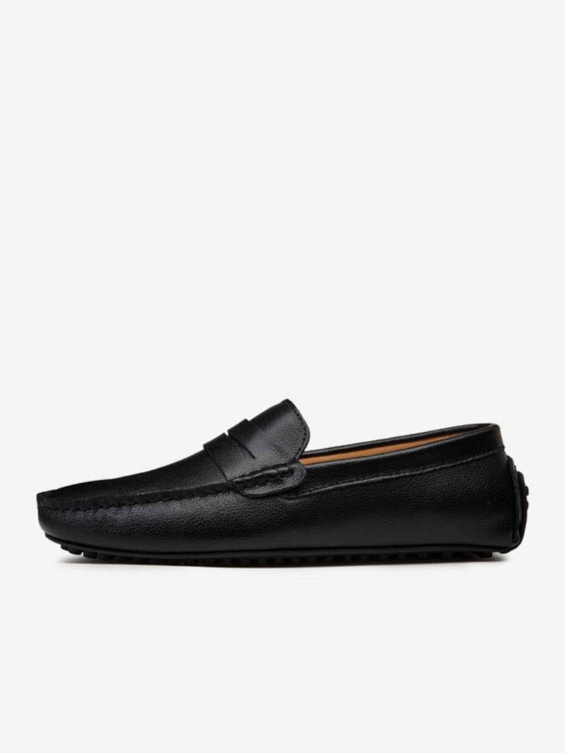 Herre Loafer Sko Slip-on Monk Stropp Rund Tå Pu Skinn Kjøresko - Sort