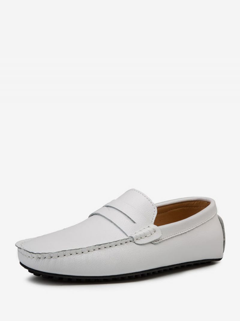 Herre Loafer Sko Slip-on Monk Stropp Rund Tå Pu Skinn Kjøresko - Hvit