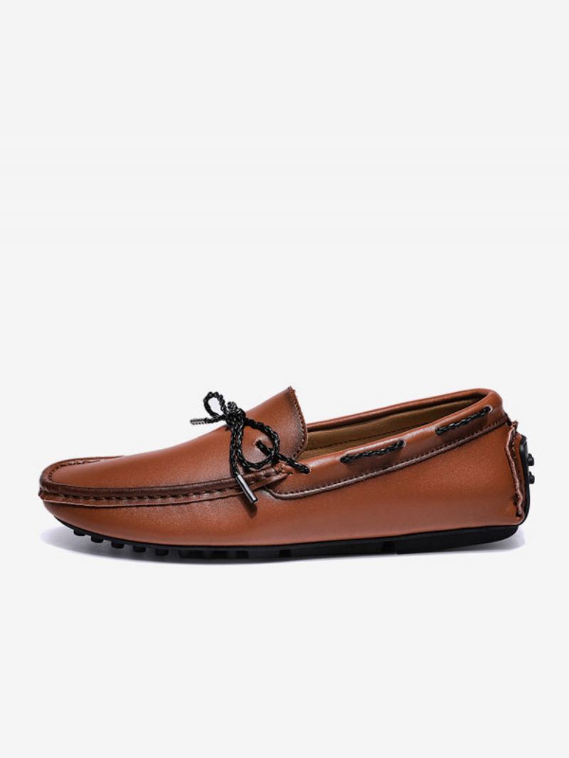 Herre Loafer Sko Slip-on Rund Tå Pu-skinn - Kaffe Brun