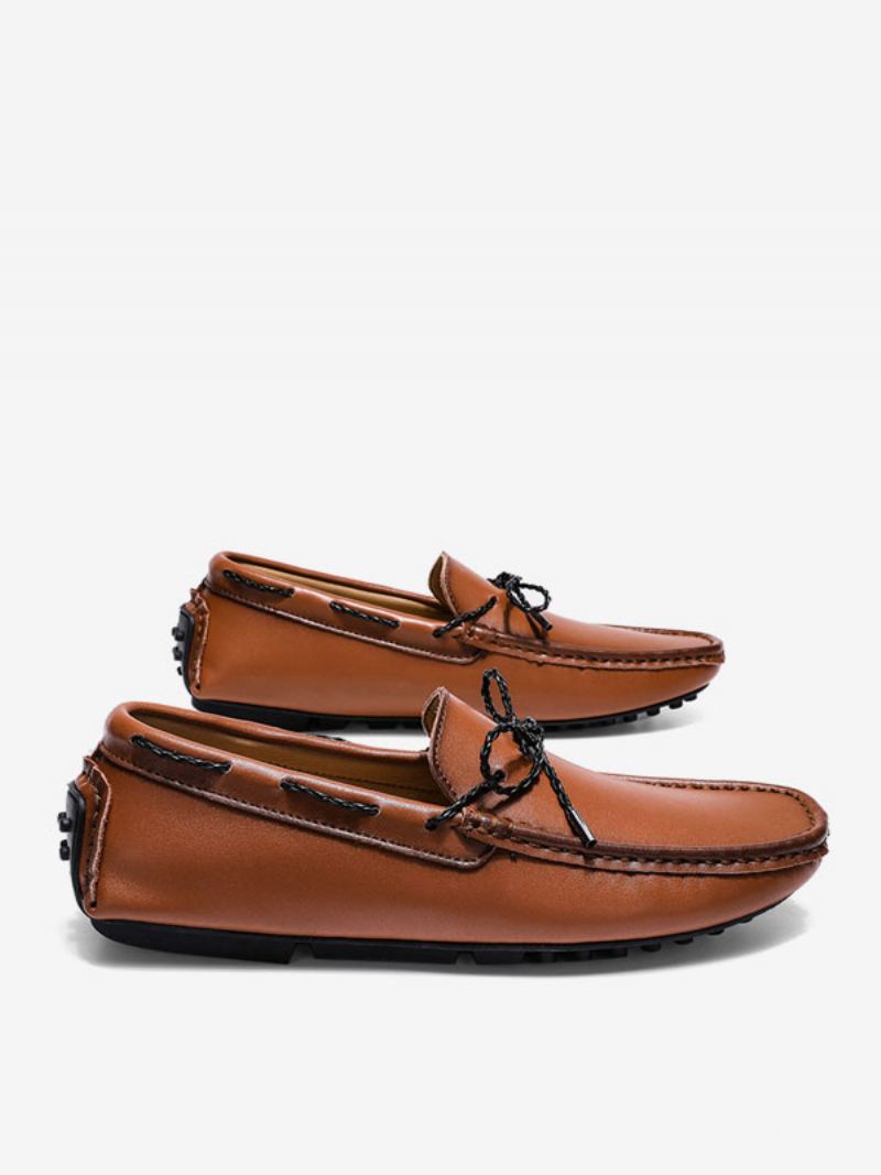 Herre Loafer Sko Slip-on Rund Tå Pu-skinn - Kaffe Brun