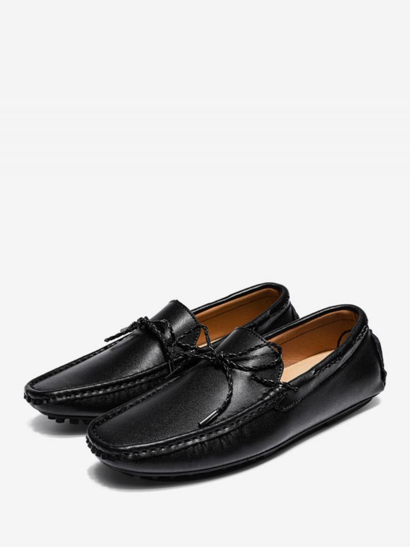 Herre Loafer Sko Slip-on Rund Tå Pu-skinn - Sort