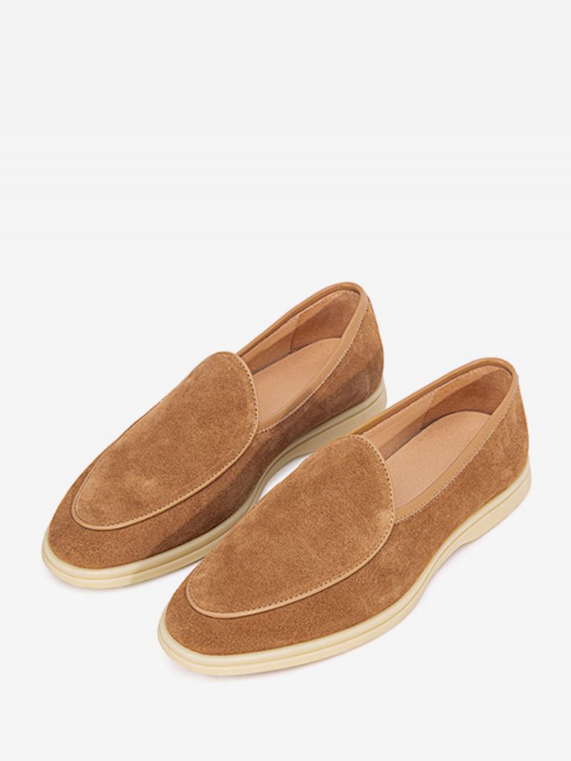 Herre Loafer Slip-on Rund Tå Kuskinn Sko - Kaffe Brun