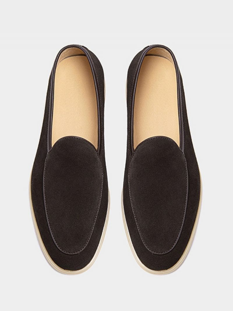 Herre Loafer Slip-on Rund Tå Kuskinn Sko - Sjokolade