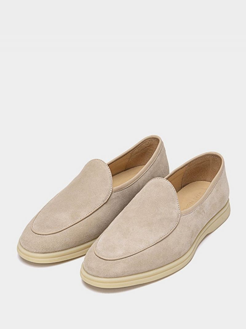 Herre Loafer Slip-on Rund Tå Kuskinn Sko - Beige