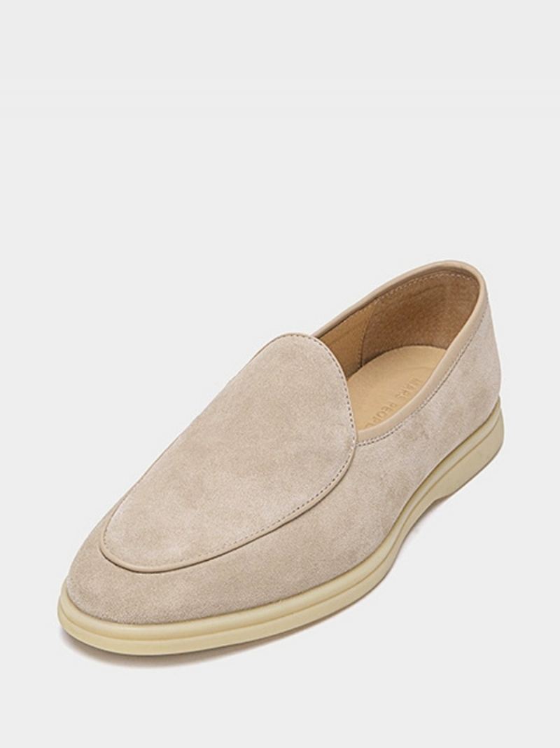 Herre Loafer Slip-on Rund Tå Kuskinn Sko - Beige