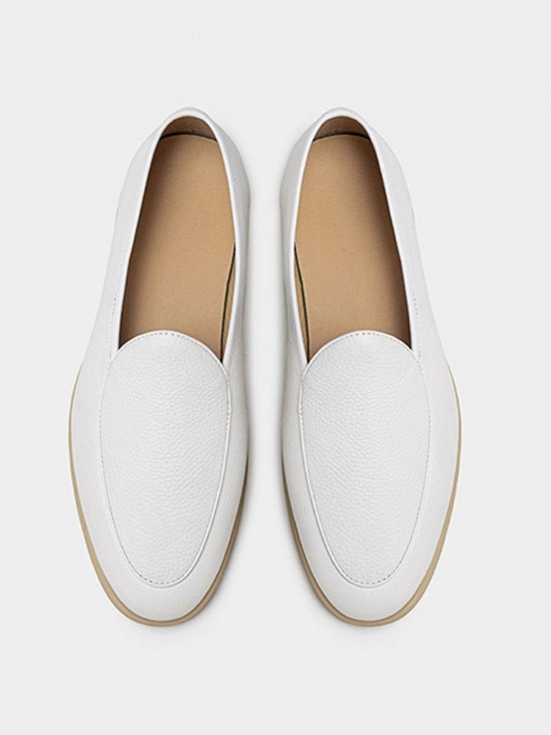 Herre Loafer Slip-on Rund Tå Kuskinn Sko - Hvit