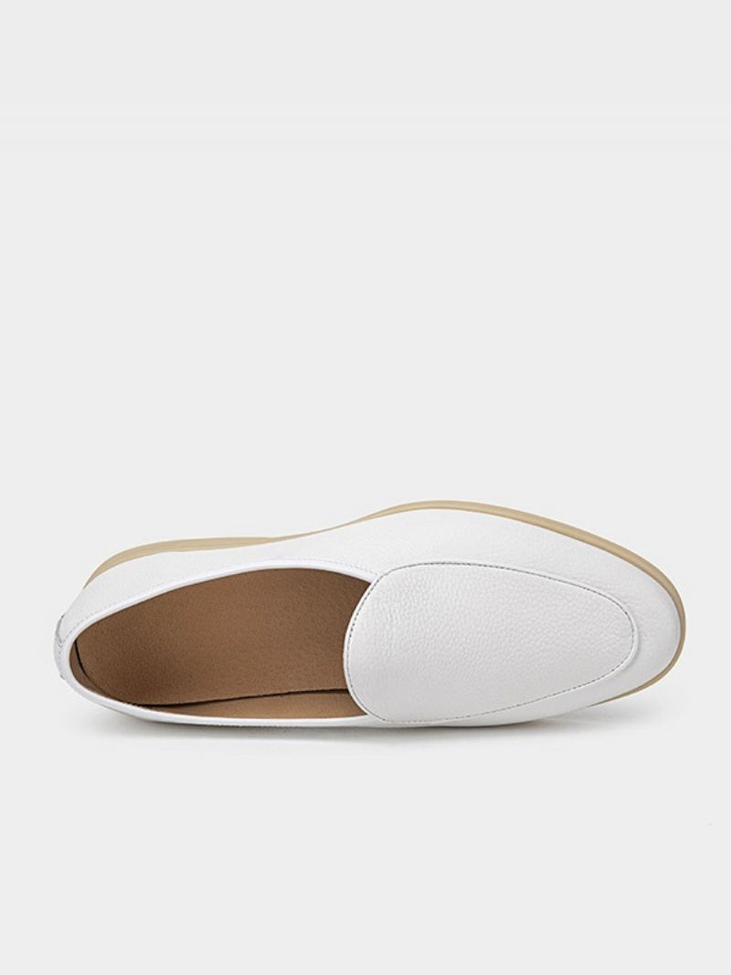 Herre Loafer Slip-on Rund Tå Kuskinn Sko - Hvit