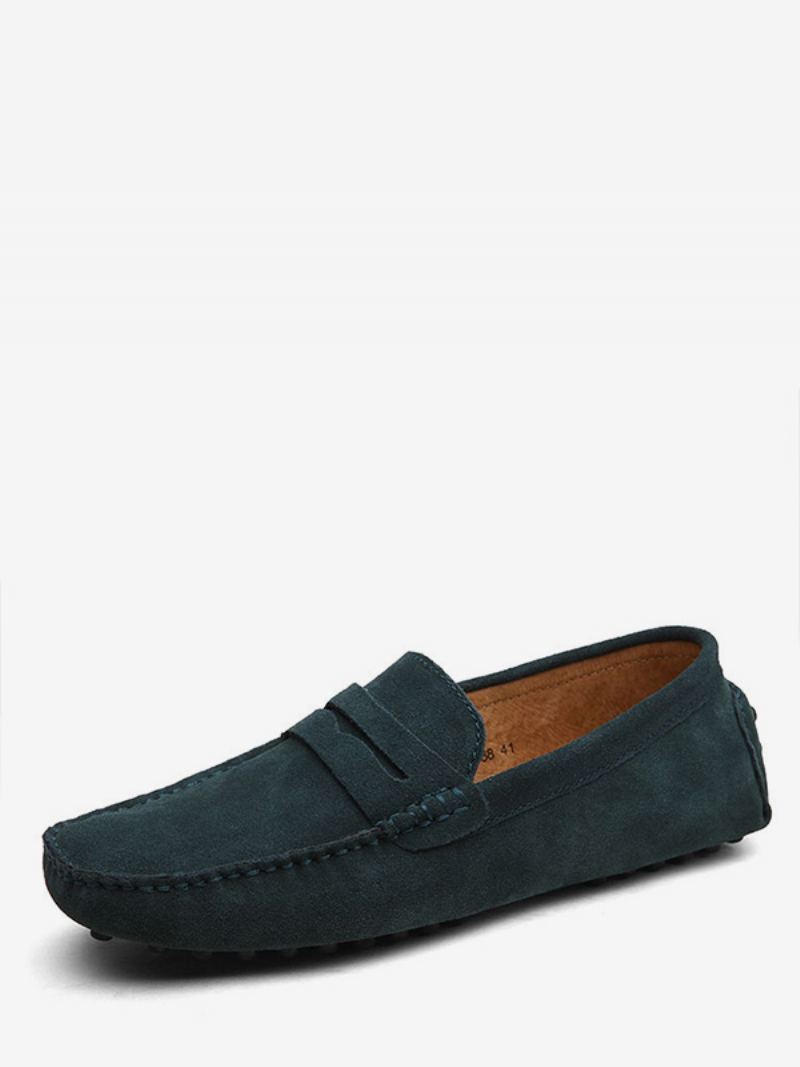 Herre Loafers I Semsket Skinn Moccasin Slip-on Kjøresko - Sort