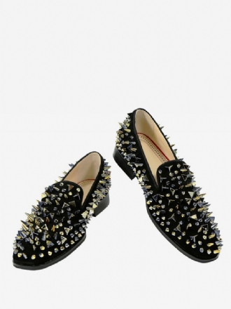 Herre Milanoo Svart Glitter Loafer Prom Party Bryllupssko Med Spike Nagler 2024