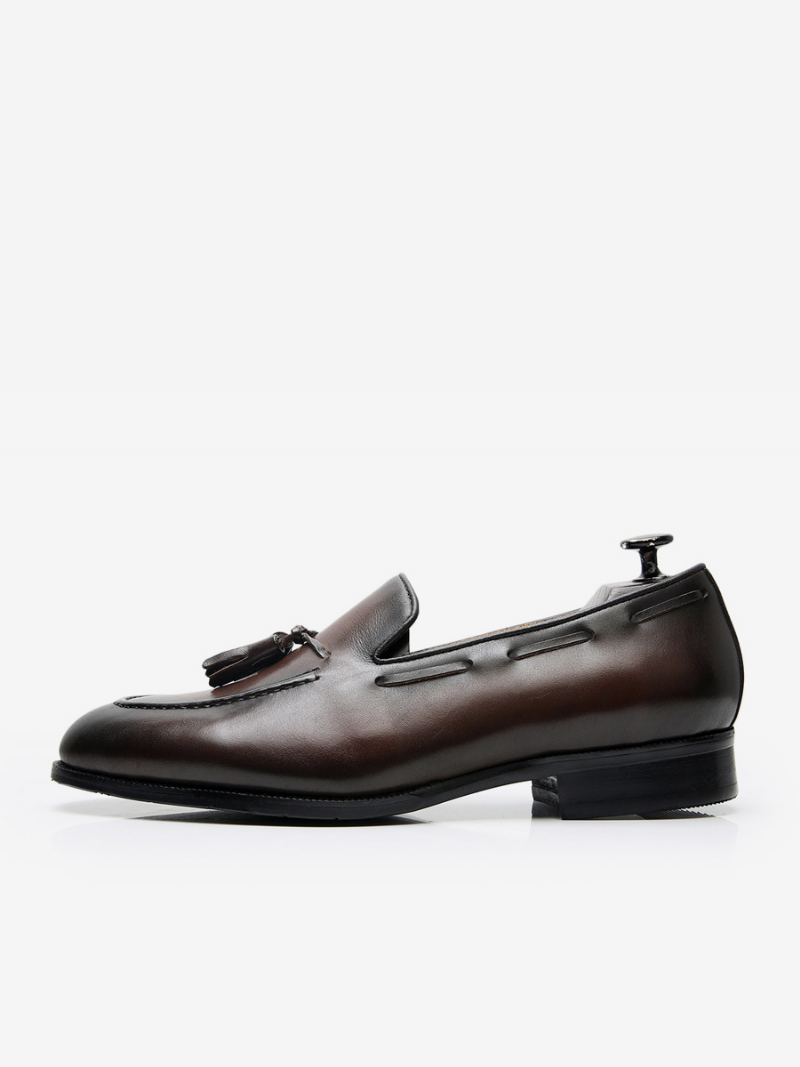 Herre Mne's Loafers Kuskinn Slip-on Dusk Prom Brudekjole Sko - Kaffe Brun