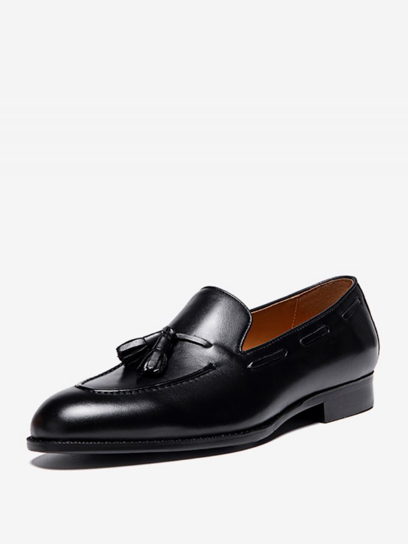 Herre Mne's Loafers Kuskinn Slip-on Dusk Prom Brudekjole Sko - Sort