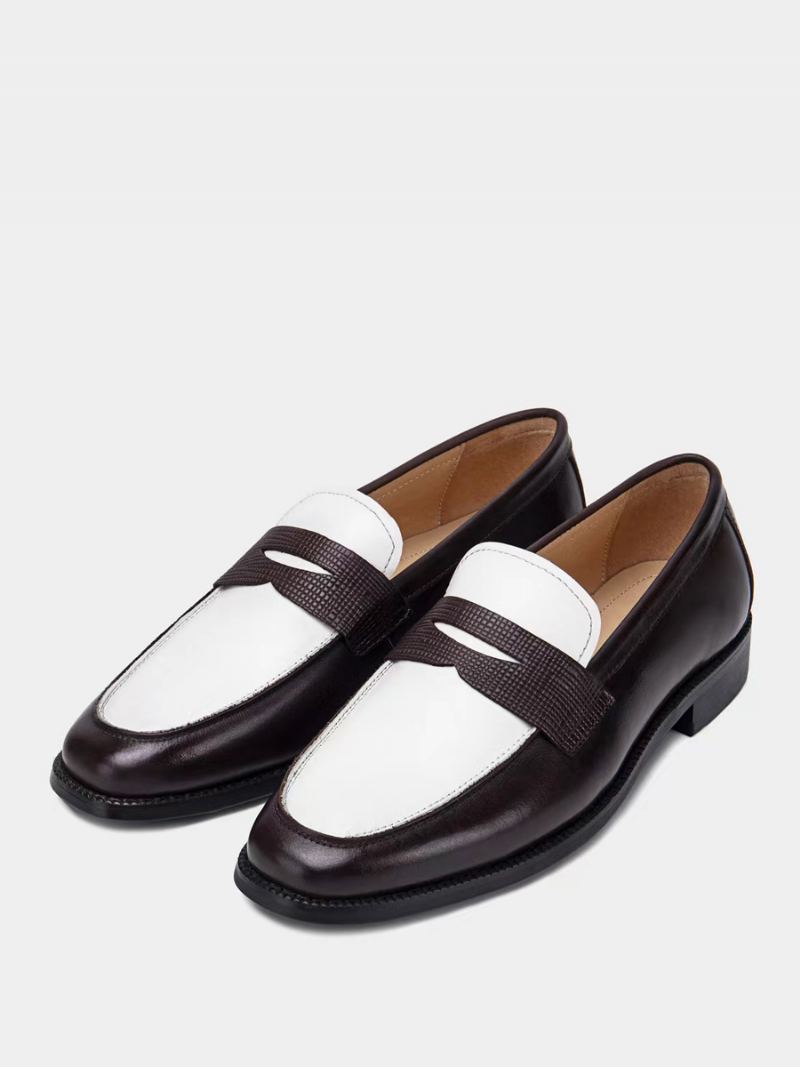 Herre Pu-skinn Loafer Sko Slip On Prom Bryllupssko - Dypbrun