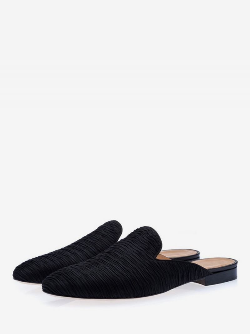 Herre Svart Semsket Loafer Mules Slip-on Sko