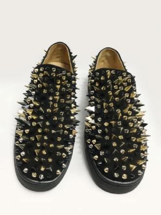 Herre Svart Semsket Spikes Loafers Slip-on Sko