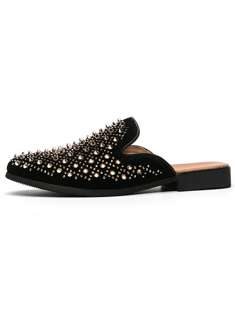 Herresandaler Slip-on Kunstverk Piggnagler Skinn Gummisåle Spike Mules - Gul