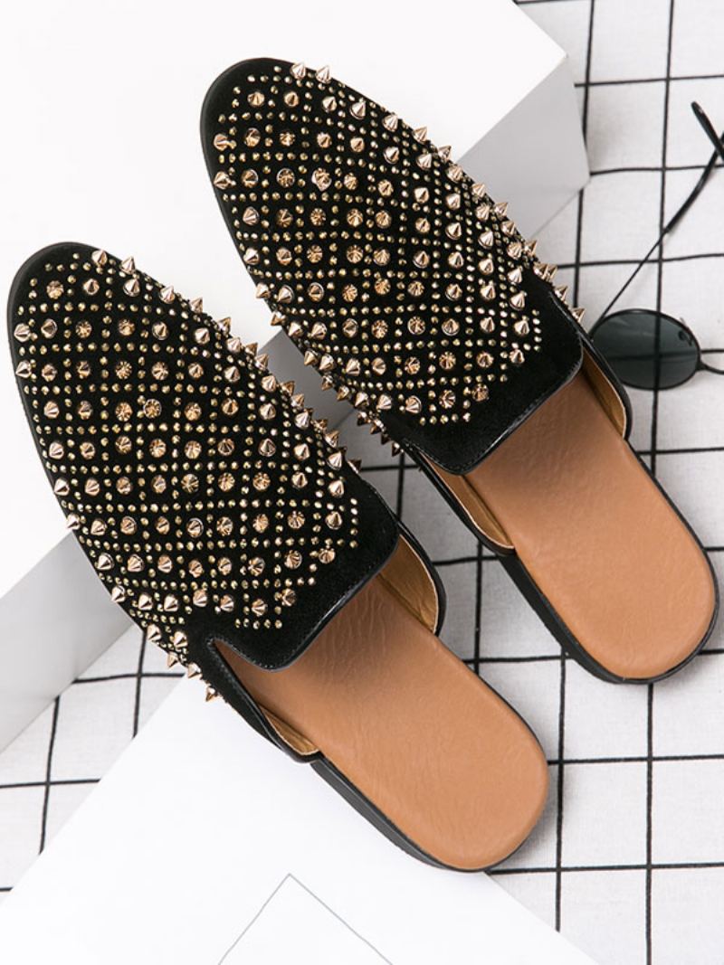 Herresandaler Slip-on Kunstverk Piggnagler Skinn Gummisåle Spike Mules - Gul