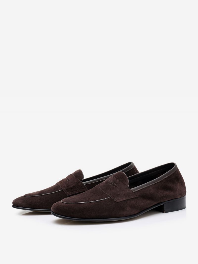 Loafer Kuskinn For Menn Slip-on Prom Bryllupssko - Sjokolade