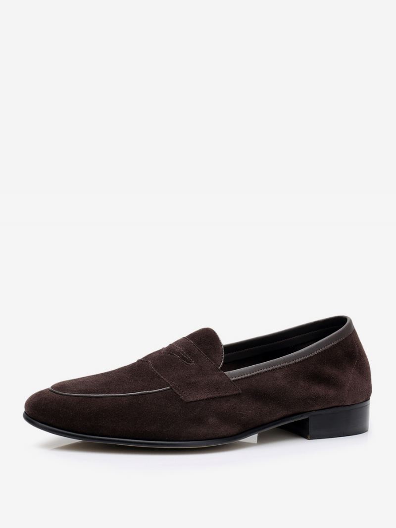 Loafer Kuskinn For Menn Slip-on Prom Bryllupssko - Sjokolade