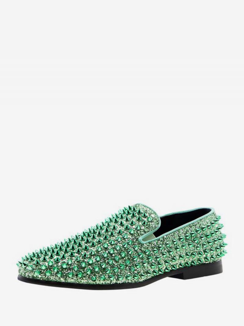 Loafer Sko For Herre Paljetter Glitter Spikes Nagler Slip-on Prom Party Bryllup - Lysegrønn