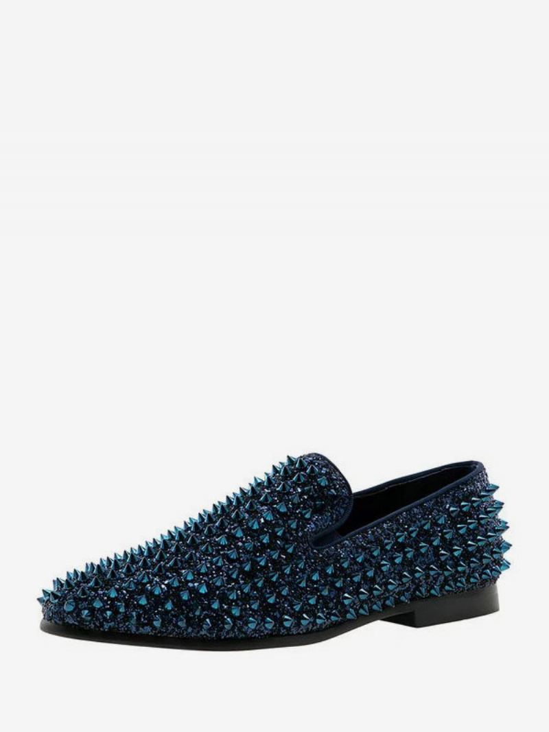 Loafer Sko For Herre Paljetter Glitter Spikes Nagler Slip-on Prom Party Bryllup - Mørk Navy