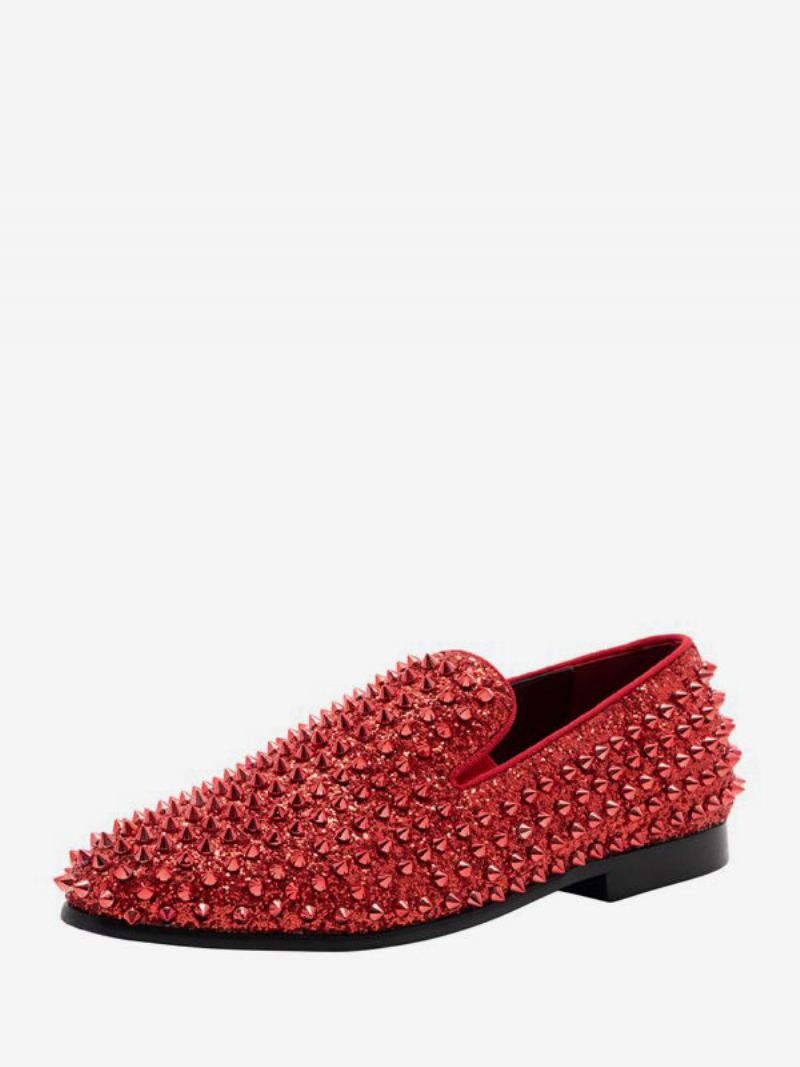 Loafer Sko For Herre Paljetter Glitter Spikes Nagler Slip-on Prom Party Bryllup - Oransje Rød