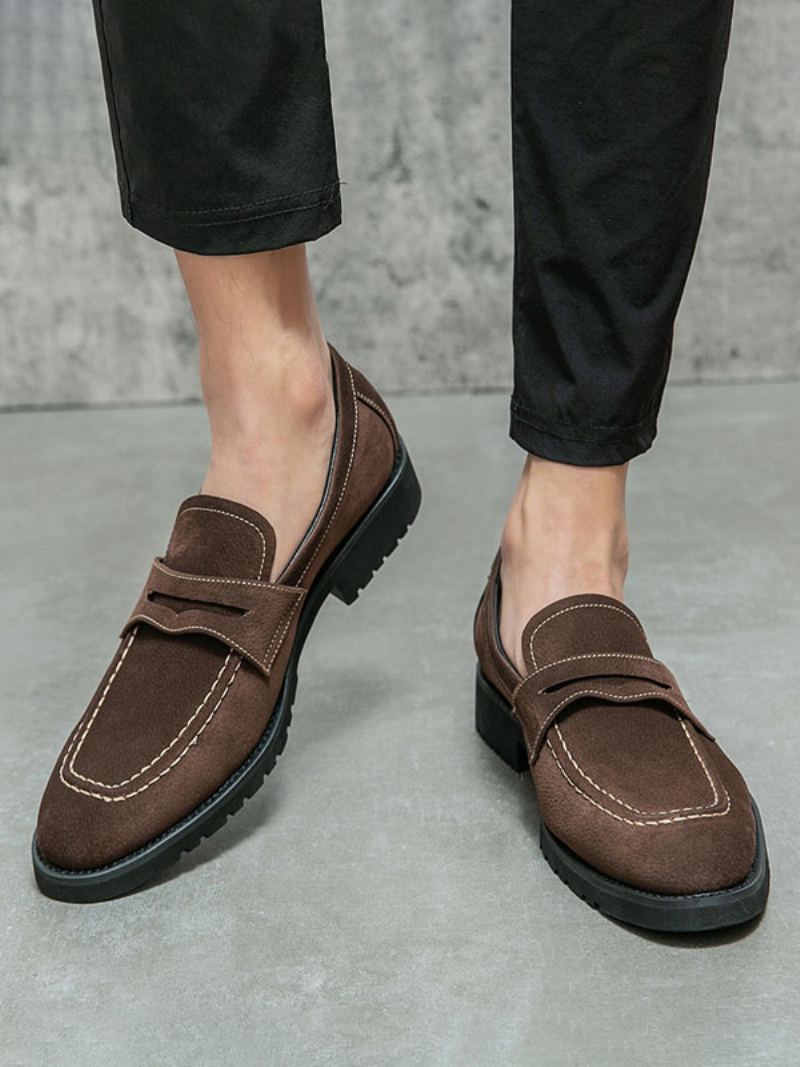 Loafer Sko For Menn Pu Lær Monk Strap Slip-on Prom Party - Kaffe Brun