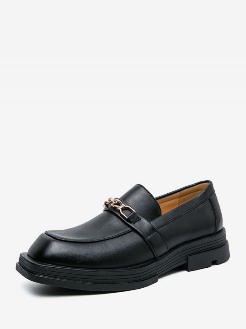 Loafer Sko For Menn Pu Leather Metal Details Slip-on - Svart