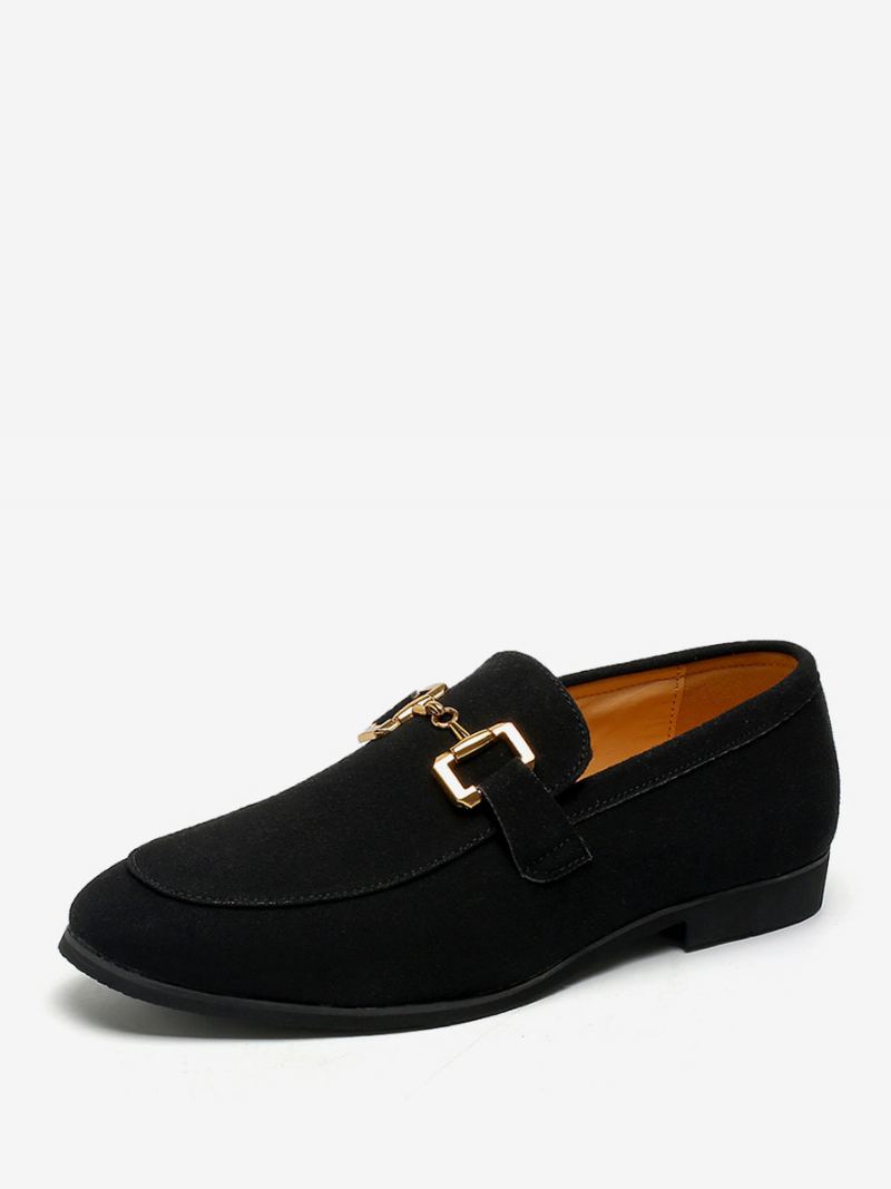 Loafer Sko For Menn Slip-on Metalldetaljer Rund Tå Pu-skinn - Sort