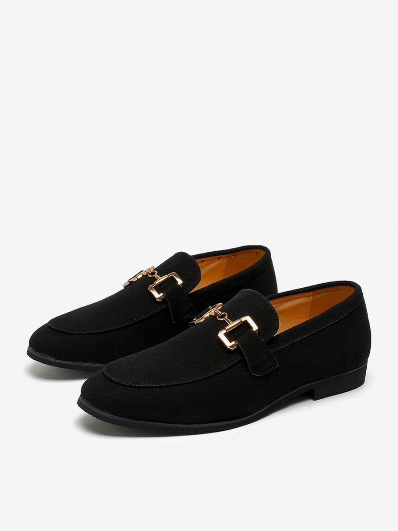 Loafer Sko For Menn Slip-on Metalldetaljer Rund Tå Pu-skinn - Sort