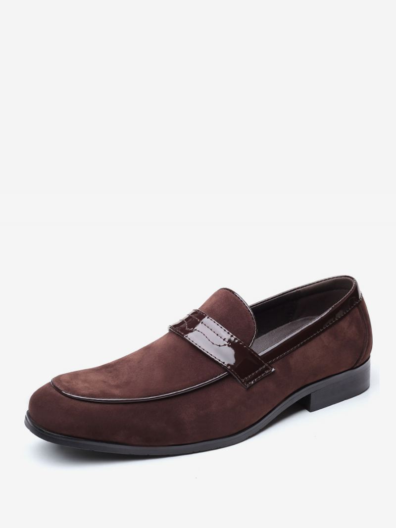 Loafer Sko For Menn Slip-on Monk Strap Rund Toe Pu Lær - Kaffe Brun