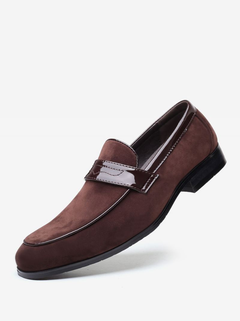 Loafer Sko For Menn Slip-on Monk Strap Rund Toe Pu Lær - Kaffe Brun