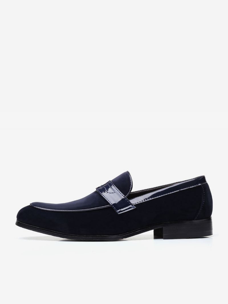 Loafer Sko For Menn Slip-on Monk Strap Rund Toe Pu Lær - Blå