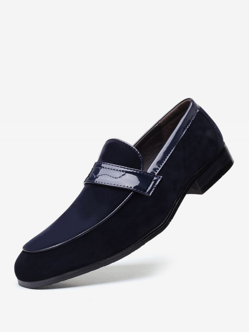 Loafer Sko For Menn Slip-on Monk Strap Rund Toe Pu Lær - Blå