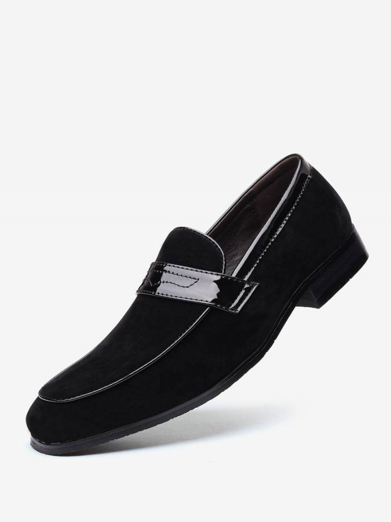 Loafer Sko For Menn Slip-on Monk Strap Rund Toe Pu Lær - Sort