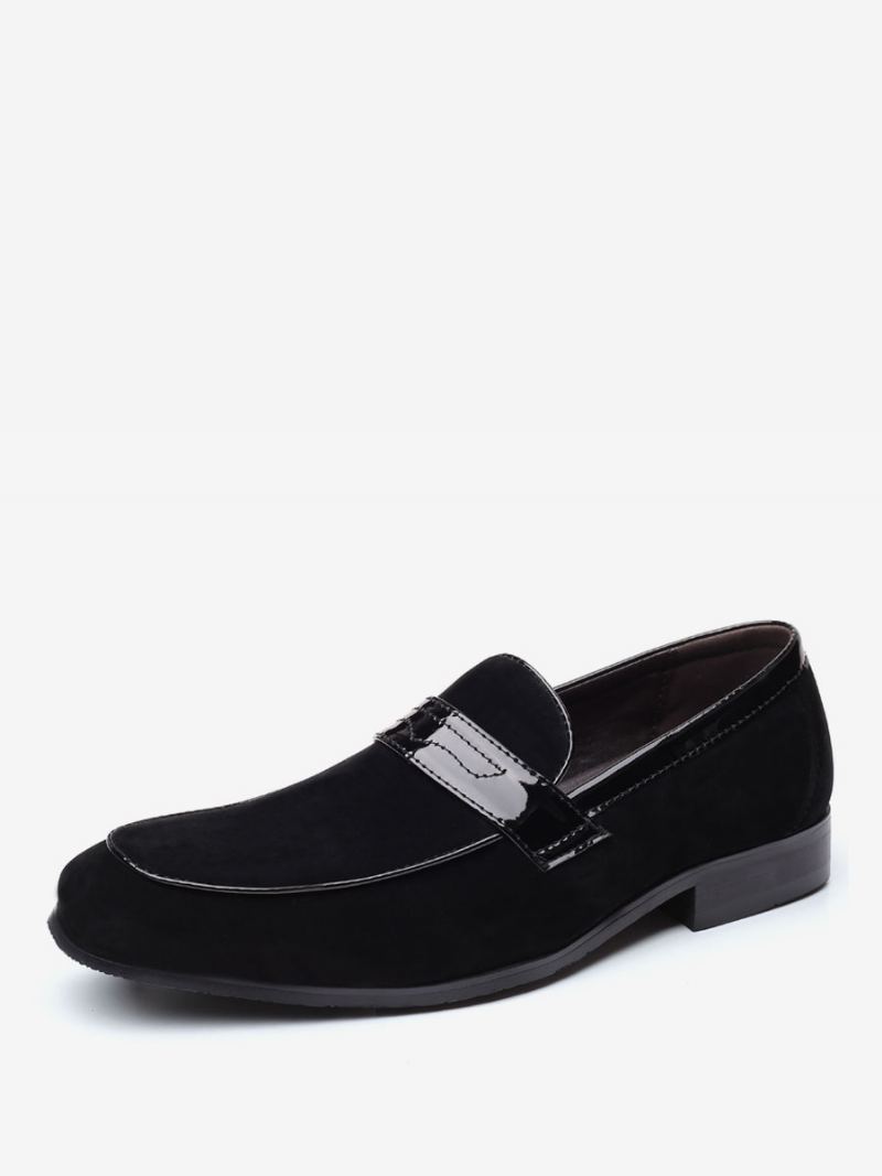 Loafer Sko For Menn Slip-on Monk Strap Rund Toe Pu Lær - Sort