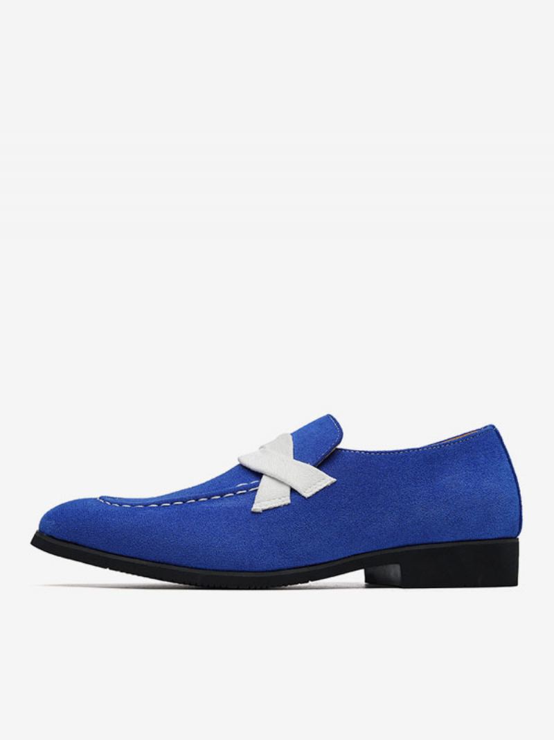 Loafer Sko For Menn Slip-on Monk Stropp Fargeblokk Rund Tå Pu Skinn Ballfestsko - Blå