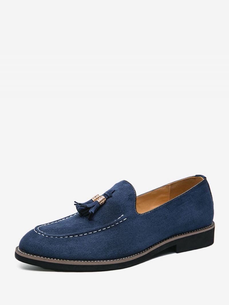 Loafer Sko For Menn Slip-on Pom Poms Rund Tå Pu-skinn - Blå